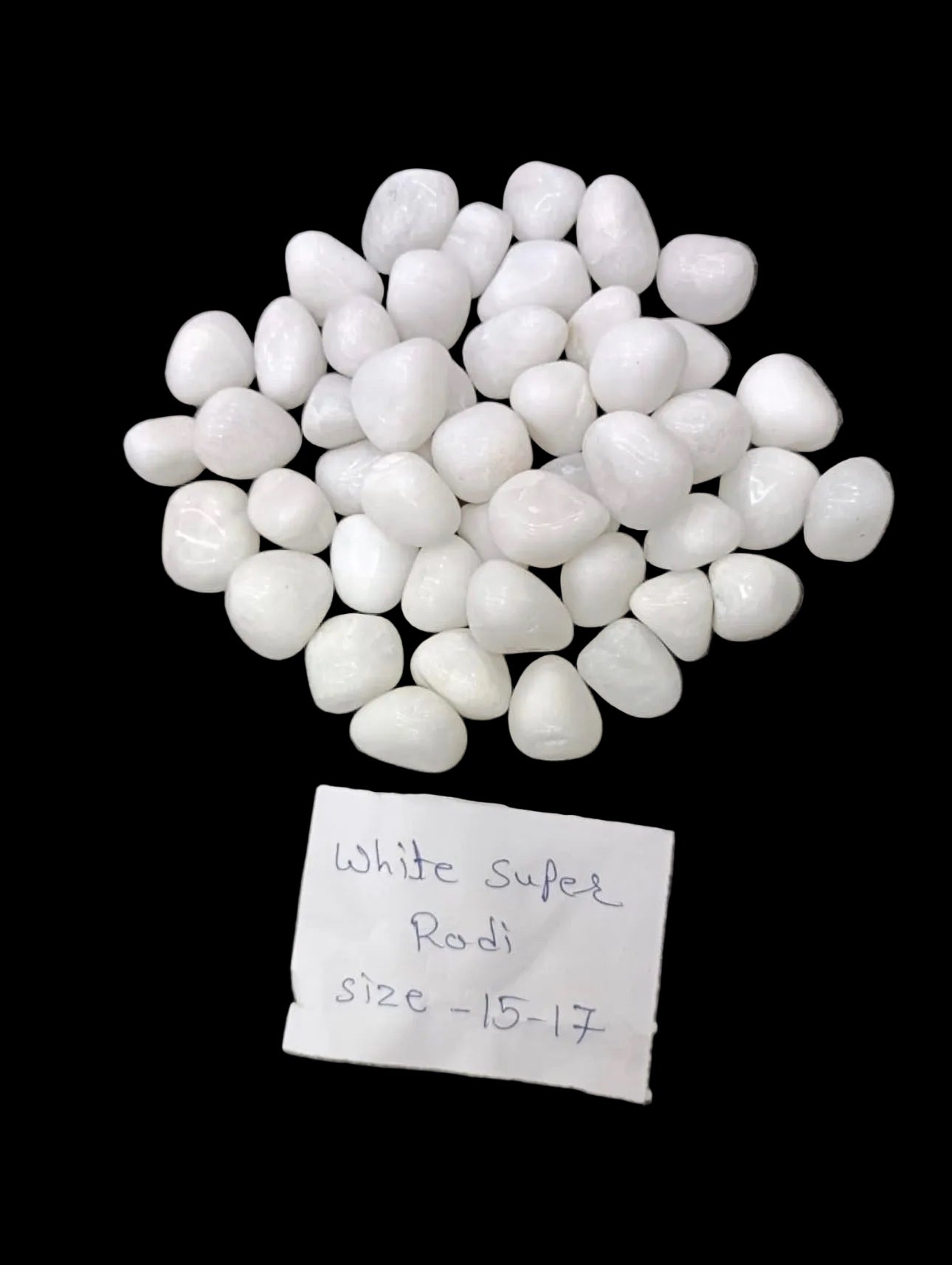 white pollished pebbles rodi